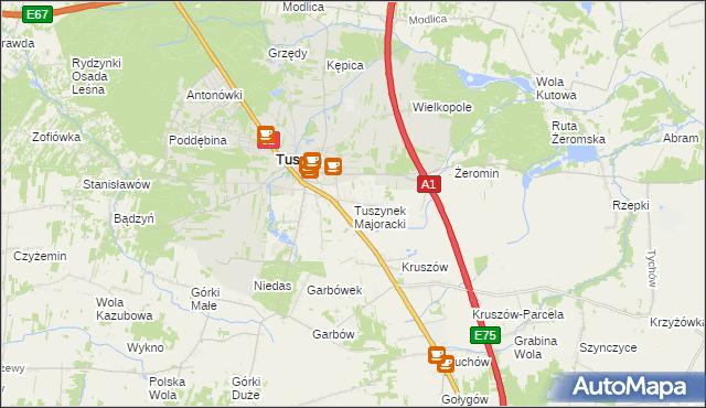 mapa Tuszynek Majoracki, Tuszynek Majoracki na mapie Targeo