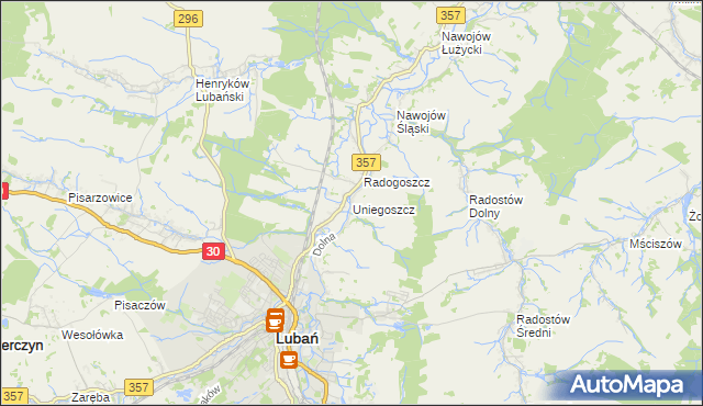 mapa Uniegoszcz, Uniegoszcz na mapie Targeo