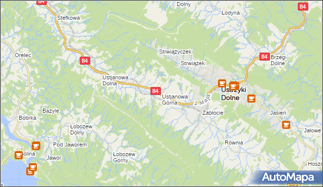 mapa Ustjanowa Górna, Ustjanowa Górna na mapie Targeo