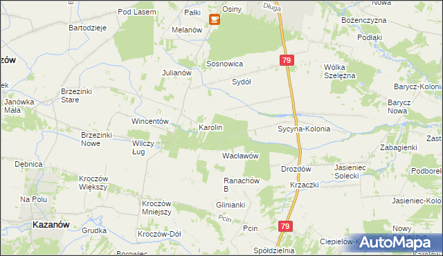 mapa Wacławów Gajówka, Wacławów Gajówka na mapie Targeo