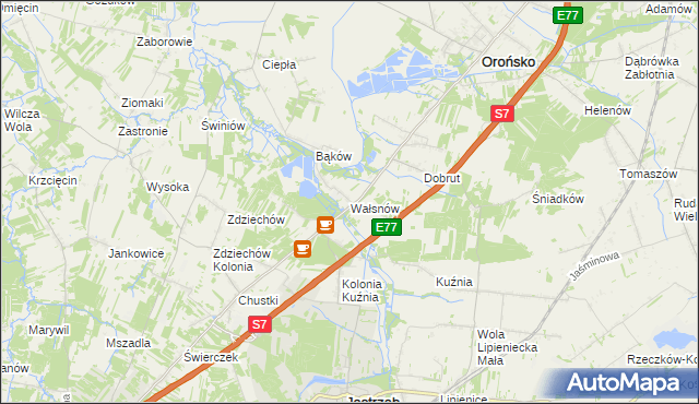 mapa Wałsnów, Wałsnów na mapie Targeo
