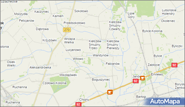 mapa Wandynów gmina Koło, Wandynów gmina Koło na mapie Targeo