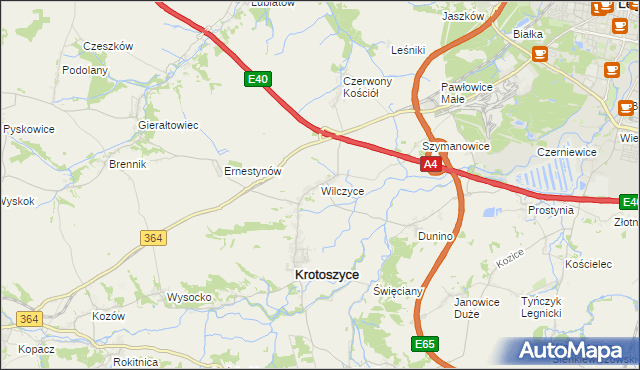 mapa Wilczyce gmina Krotoszyce, Wilczyce gmina Krotoszyce na mapie Targeo
