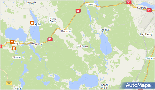 mapa Witówko, Witówko na mapie Targeo