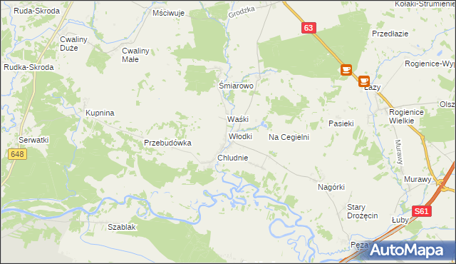 mapa Włodki gmina Mały Płock, Włodki gmina Mały Płock na mapie Targeo
