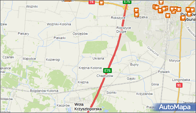 mapa Wola Rokszycka, Wola Rokszycka na mapie Targeo