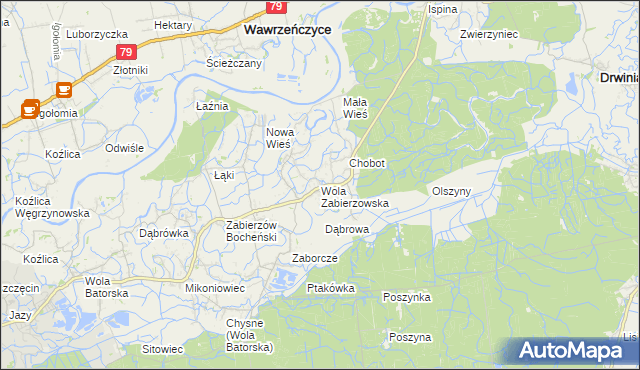 mapa Wola Zabierzowska, Wola Zabierzowska na mapie Targeo