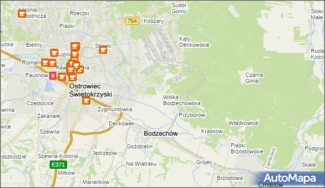 mapa Wólka Bodzechowska, Wólka Bodzechowska na mapie Targeo