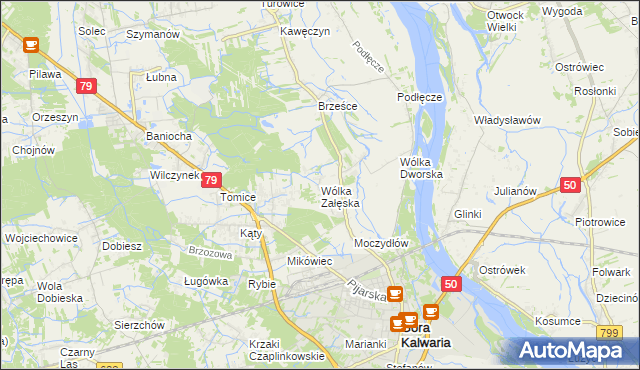 mapa Wólka Załęska gmina Góra Kalwaria, Wólka Załęska gmina Góra Kalwaria na mapie Targeo