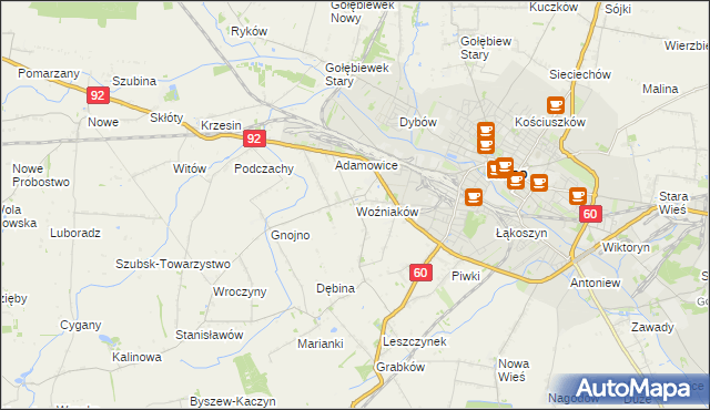 mapa Woźniaków, Woźniaków na mapie Targeo