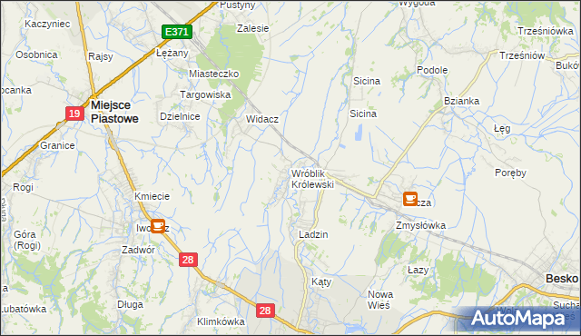 mapa Wróblik Królewski, Wróblik Królewski na mapie Targeo