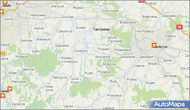 mapa Wrocanka gmina Tarnowiec, Wrocanka gmina Tarnowiec na mapie Targeo