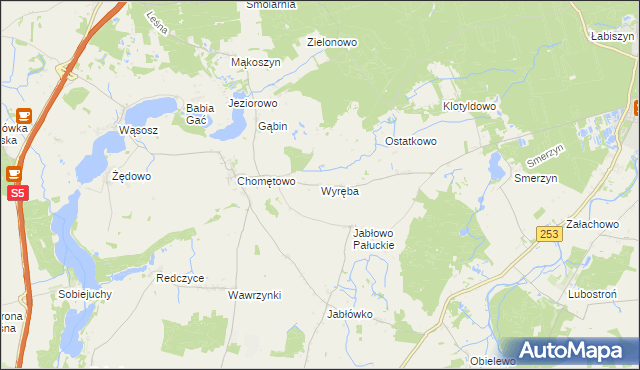 mapa Wyręba gmina Łabiszyn, Wyręba gmina Łabiszyn na mapie Targeo