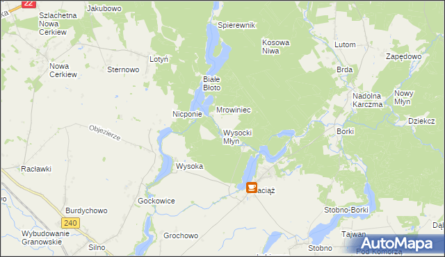 mapa Wysocki Młyn, Wysocki Młyn na mapie Targeo