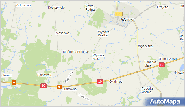 mapa Wysoka Mała gmina Wysoka, Wysoka Mała gmina Wysoka na mapie Targeo