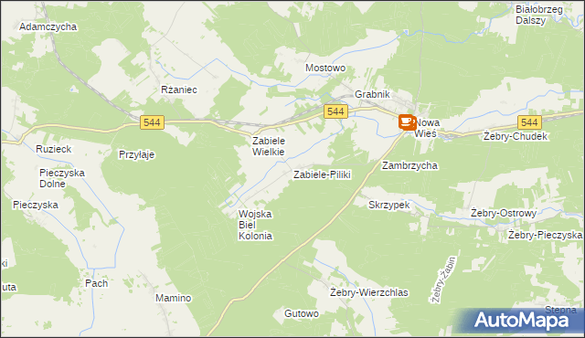 mapa Zabiele-Piliki, Zabiele-Piliki na mapie Targeo