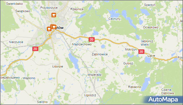 mapa Ząbinowice, Ząbinowice na mapie Targeo