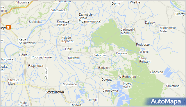 mapa Zaborów gmina Szczurowa, Zaborów gmina Szczurowa na mapie Targeo