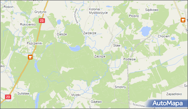 mapa Zacisze gmina Lubiszyn, Zacisze gmina Lubiszyn na mapie Targeo