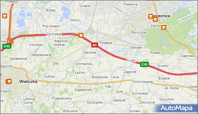 mapa Zakrzowiec, Zakrzowiec na mapie Targeo