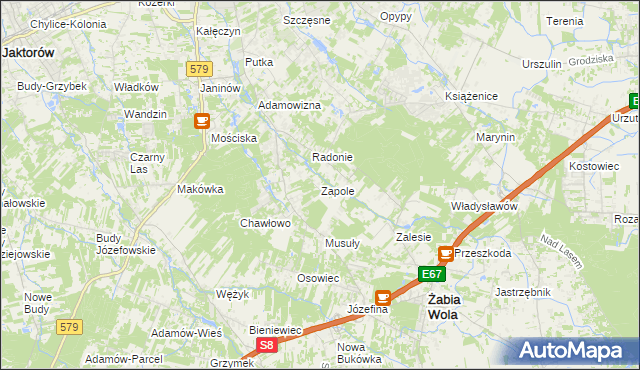 mapa Zapole gmina Grodzisk Mazowiecki, Zapole gmina Grodzisk Mazowiecki na mapie Targeo