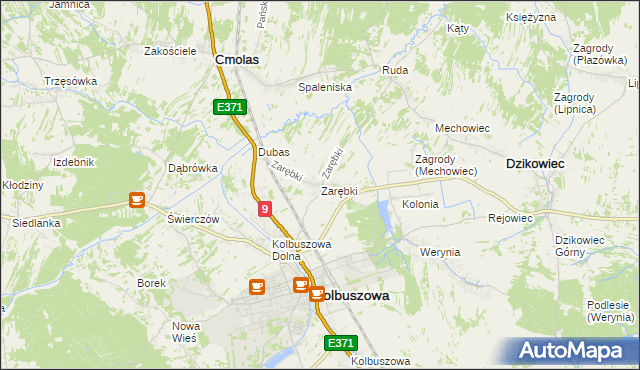 mapa Zarębki gmina Kolbuszowa, Zarębki gmina Kolbuszowa na mapie Targeo