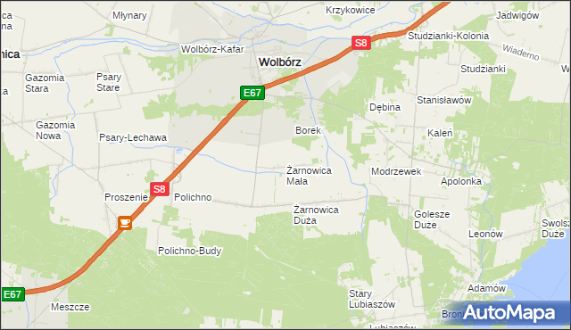 mapa Żarnowica Mała, Żarnowica Mała na mapie Targeo