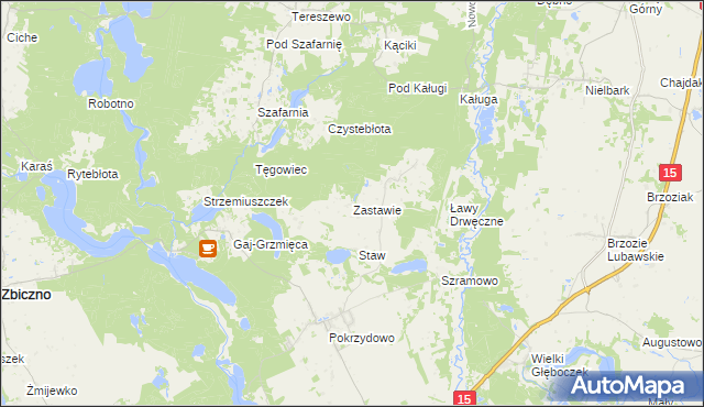 mapa Zastawie gmina Zbiczno, Zastawie gmina Zbiczno na mapie Targeo