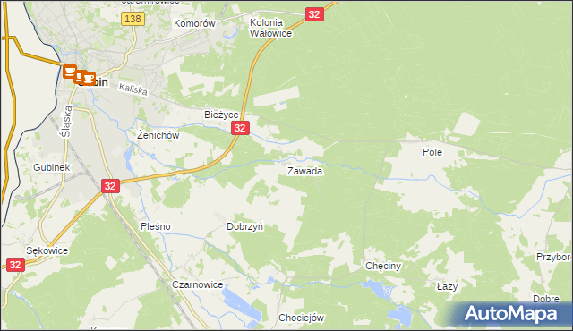 mapa Zawada gmina Gubin, Zawada gmina Gubin na mapie Targeo