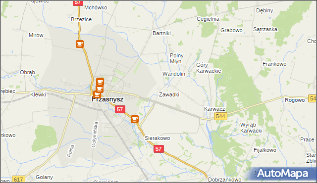 mapa Zawadki gmina Przasnysz, Zawadki gmina Przasnysz na mapie Targeo