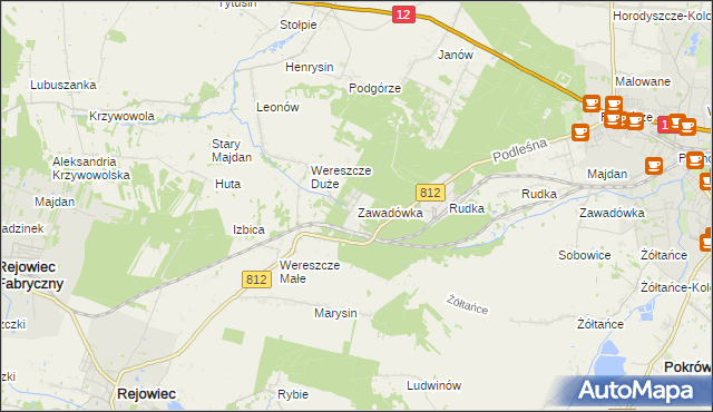 mapa Zawadówka gmina Rejowiec, Zawadówka gmina Rejowiec na mapie Targeo