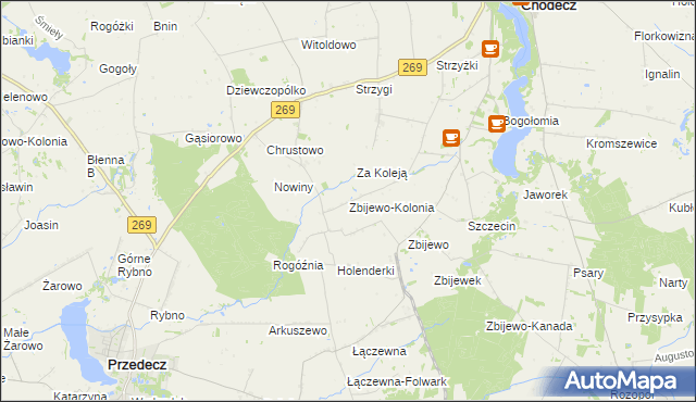 mapa Zbijewo-Kolonia, Zbijewo-Kolonia na mapie Targeo