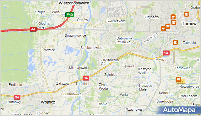 mapa Zbylitowska Góra, Zbylitowska Góra na mapie Targeo