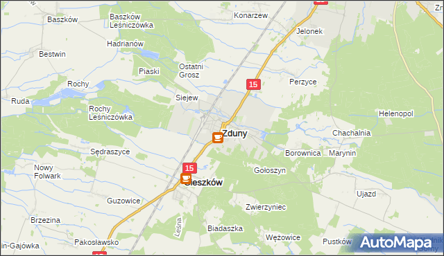 mapa Zduny powiat krotoszyński, Zduny powiat krotoszyński na mapie Targeo