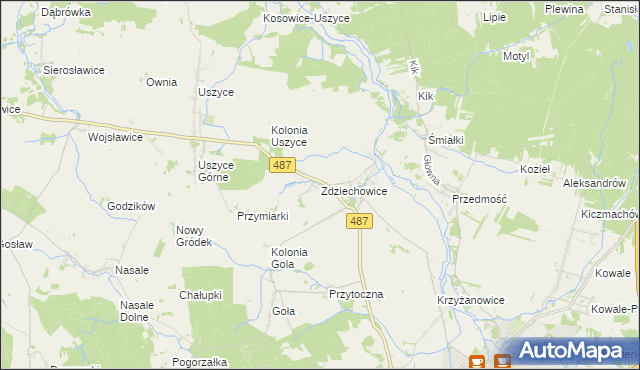 mapa Zdziechowice gmina Gorzów Śląski, Zdziechowice gmina Gorzów Śląski na mapie Targeo