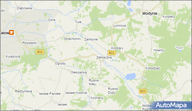 mapa Żebraczka, Żebraczka na mapie Targeo