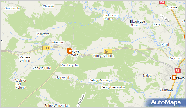 mapa Żebry-Chudek, Żebry-Chudek na mapie Targeo