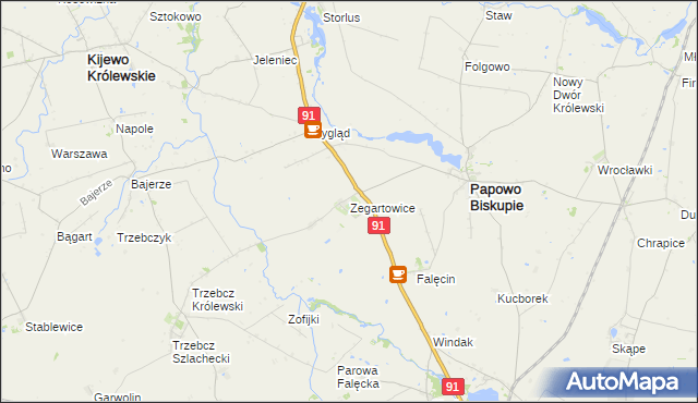 mapa Zegartowice gmina Papowo Biskupie, Zegartowice gmina Papowo Biskupie na mapie Targeo