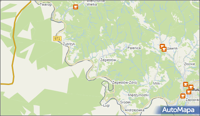 mapa Żegiestów, Żegiestów na mapie Targeo