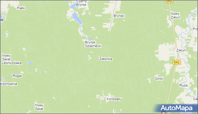 mapa Zielonka gmina Lidzbark, Zielonka gmina Lidzbark na mapie Targeo