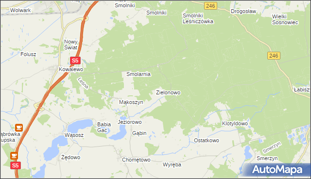 mapa Zielonowo gmina Szubin, Zielonowo gmina Szubin na mapie Targeo