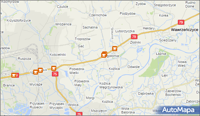 mapa Zofipole gmina Igołomia-Wawrzeńczyce, Zofipole gmina Igołomia-Wawrzeńczyce na mapie Targeo