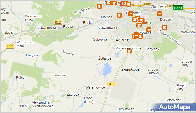 mapa Żółtańce, Żółtańce na mapie Targeo