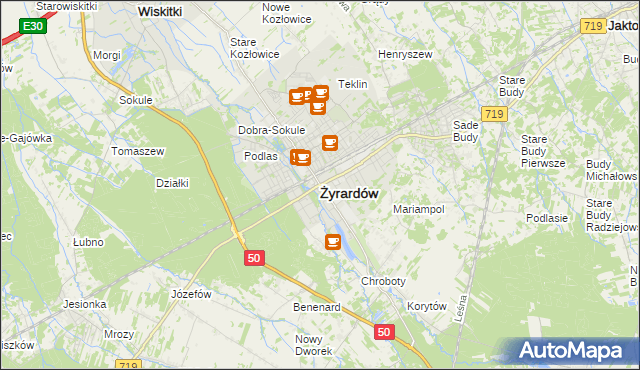 mapa Żyrardów, Żyrardów na mapie Targeo