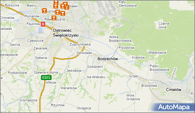 mapa Bodzechów, Bodzechów na mapie Targeo