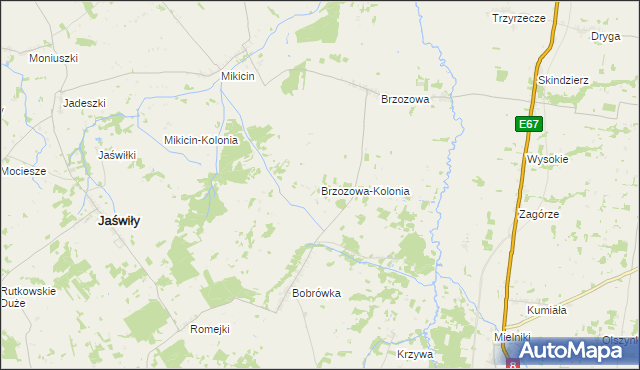 mapa Brzozowa-Kolonia, Brzozowa-Kolonia na mapie Targeo