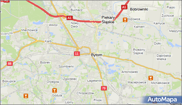 mapa Bytomia, Bytom na mapie Targeo