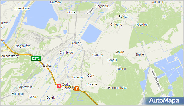 mapa Cygany gmina Nowa Dęba, Cygany gmina Nowa Dęba na mapie Targeo