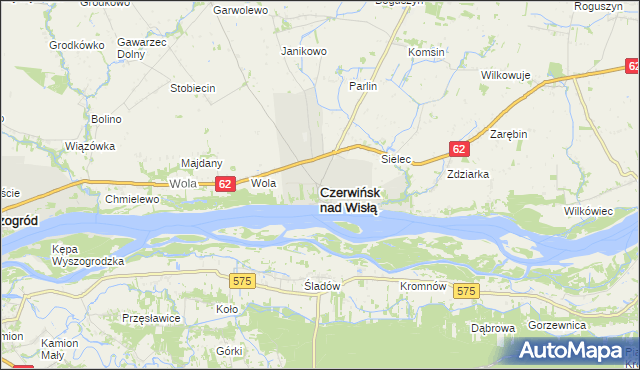 mapa Czerwińsk nad Wisłą, Czerwińsk nad Wisłą na mapie Targeo