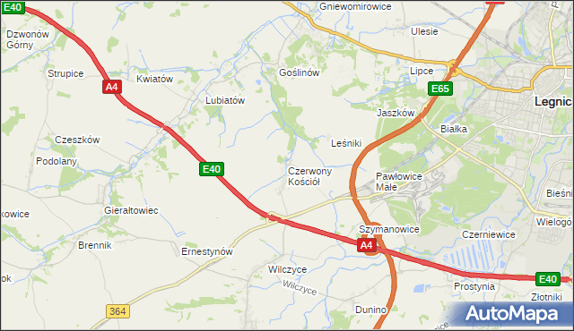 mapa Czerwony Kościół, Czerwony Kościół na mapie Targeo